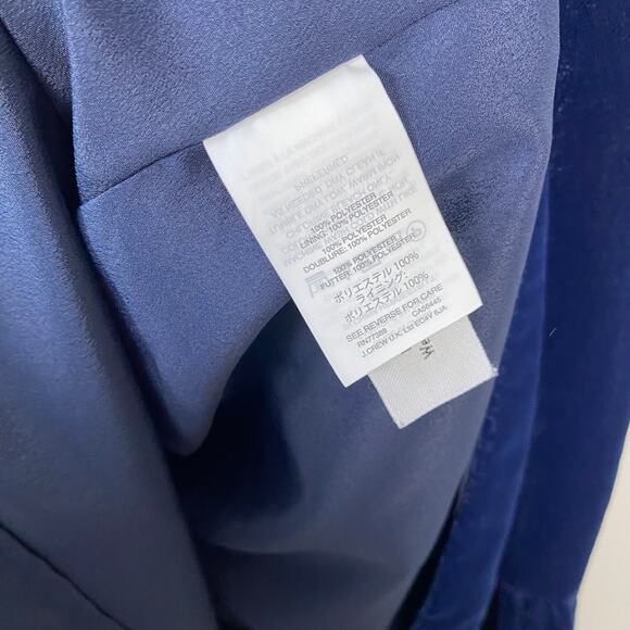 J. Crew Velvet Ruffle Hem Dress Midnight Ink Blue Flounce Hem‎ Cocktail Size 2 - Picture 10 of 11